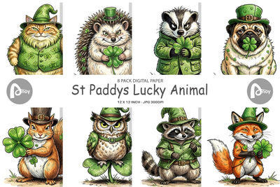 Digital Paper St Paddys Lucky Animal Digital Pattern artnoy 