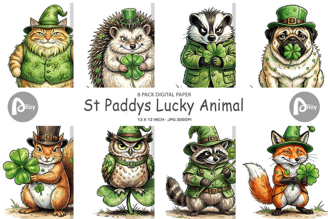 Digital Paper St Paddys Lucky Animal Digital Pattern artnoy 