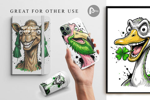 Digital Paper St Paddys Zany Zoo Animals Sublimation artnoy 