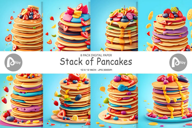 Digital Paper Stack of Pancakes Digital Pattern artnoy 
