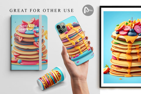 Digital Paper Stack of Pancakes Digital Pattern artnoy 
