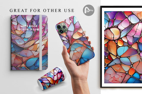 Digital Paper Stained Glass Mosaic Digital Pattern artnoy 