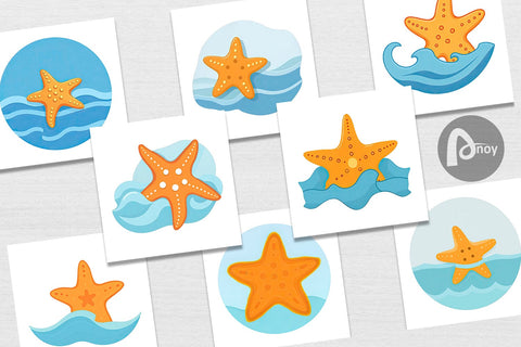 Digital Paper Starfish Digital Pattern artnoy 