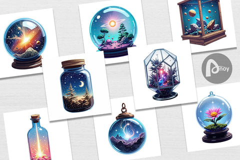 Digital Paper Starlight Terrariums Digital Pattern artnoy 