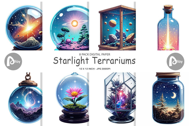 Digital Paper Starlight Terrariums Digital Pattern artnoy 