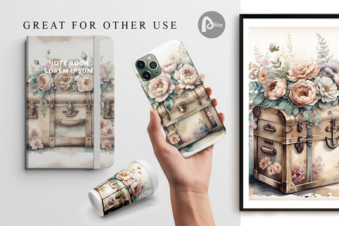 Digital Paper Steamer Trunk Digital Pattern artnoy 