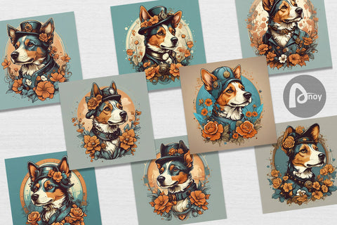 Digital Paper Steampunk Dog Digital Pattern artnoy 