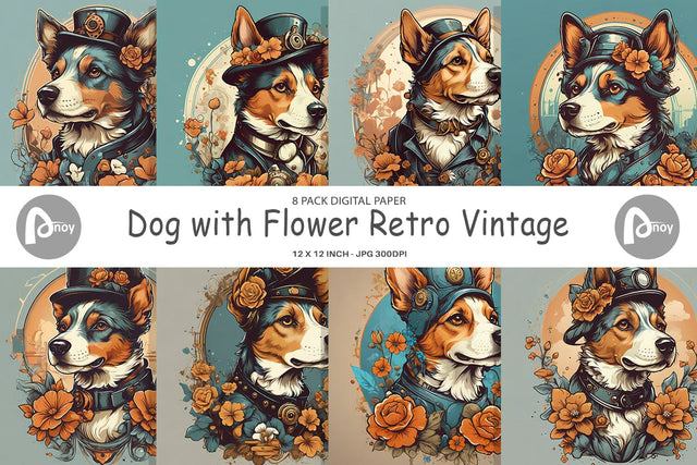 Digital Paper Steampunk Dog Digital Pattern artnoy 