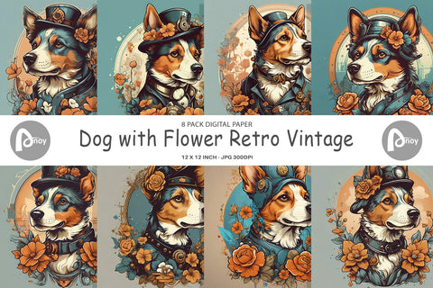 Digital Paper Steampunk Dog Digital Pattern artnoy 