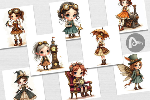 Digital Paper Steampunk Dolls Digital Pattern artnoy 