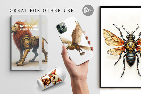 Digital Paper Steampunk Menagerie Digital Pattern artnoy 