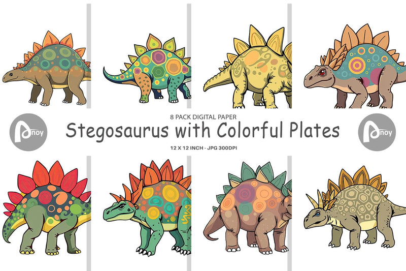 Digital Paper Stegosaurus with Plates Digital Pattern artnoy 