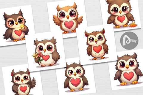 Digital Paper Stitched Owl Poses Digital Pattern artnoy 