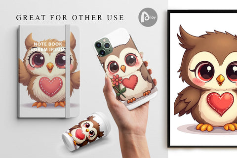 Digital Paper Stitched Owl Poses Digital Pattern artnoy 