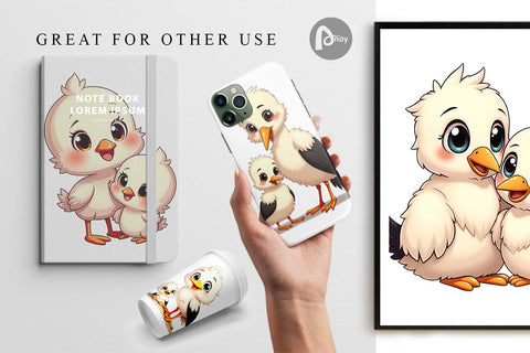 Digital Paper Stork Mother's Day SVG artnoy 