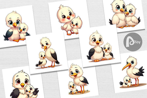 Digital Paper Stork Mother's Day SVG artnoy 