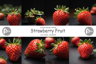 Digital Paper Strawberry Fruit Digital Pattern artnoy 