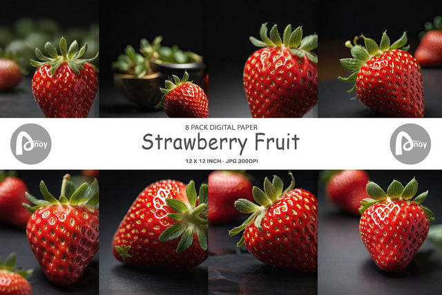 Digital Paper Strawberry Fruit Digital Pattern artnoy 
