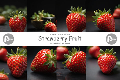 Digital Paper Strawberry Fruit Digital Pattern artnoy 