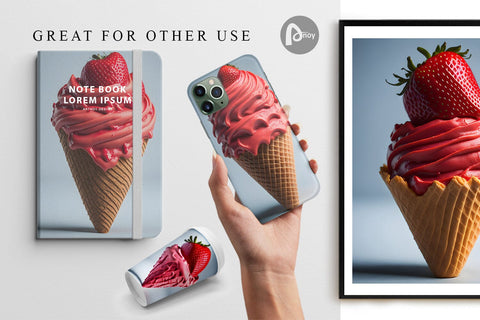 Digital Paper Strawberry Ice Cream Digital Pattern artnoy 