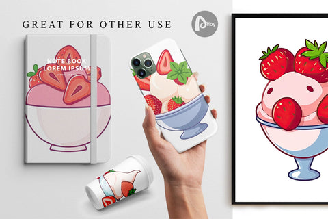 Digital Paper Strawberry Scoop Digital Pattern artnoy 