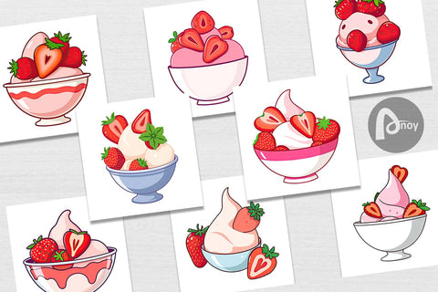 Digital Paper Strawberry Scoop Digital Pattern artnoy 