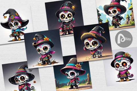 Digital Paper Sugar Skull Halloween Digital Pattern artnoy 