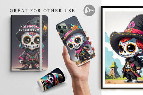 Digital Paper Sugar Skull Halloween Digital Pattern artnoy 