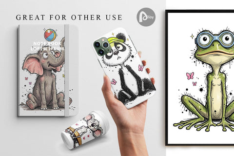 Digital Paper Summer Animal Sketch Party Digital Pattern artnoy 