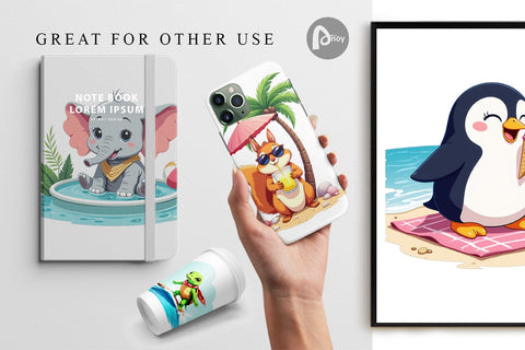 Digital Paper Summer Animals Digital Pattern artnoy 