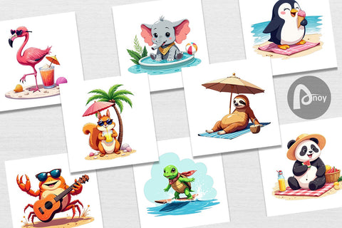 Digital Paper Summer Animals Digital Pattern artnoy 