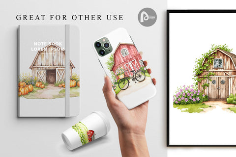 Digital Paper Summer Barn Digital Pattern artnoy 