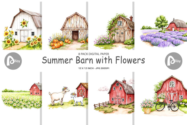 Digital Paper Summer Barn Digital Pattern artnoy 