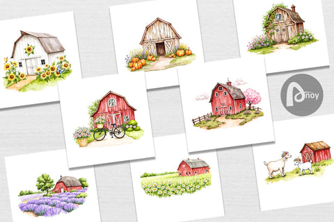 Digital Paper Summer Barn Digital Pattern artnoy 