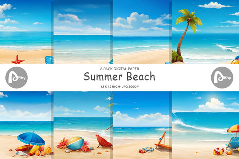 Digital Paper Summer Beach Sublimation artnoy 
