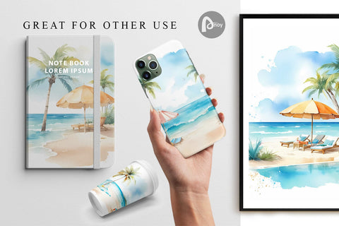 Digital Paper Summer Beach Vacation Sublimation artnoy 