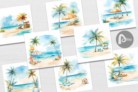 Digital Paper Summer Beach Vacation Sublimation artnoy 