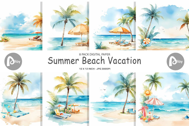 Digital Paper Summer Beach Vacation Sublimation artnoy 