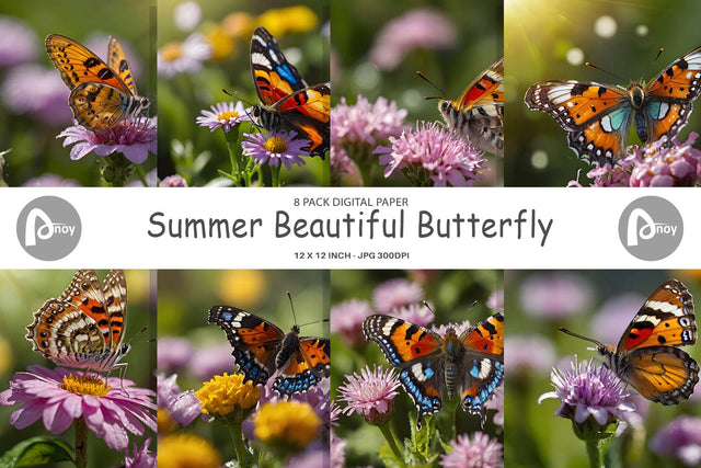Digital Paper Summer Beautiful Butterfly Digital Pattern artnoy 