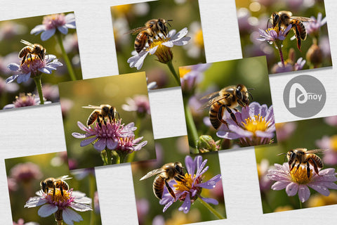 Digital Paper Summer Beautiful Honey bee Digital Pattern artnoy 