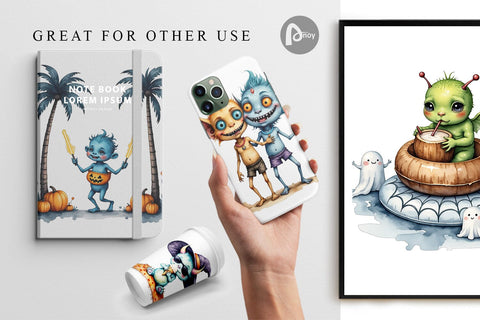 Digital Paper Summer Break Monsters Digital Pattern artnoy 