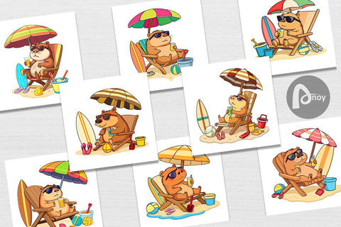 Digital Paper Summer Capybara Digital Pattern artnoy 