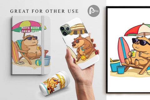 Digital Paper Summer Capybara Digital Pattern artnoy 