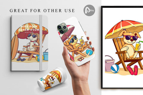 Digital Paper Summer Dog Digital Pattern artnoy 