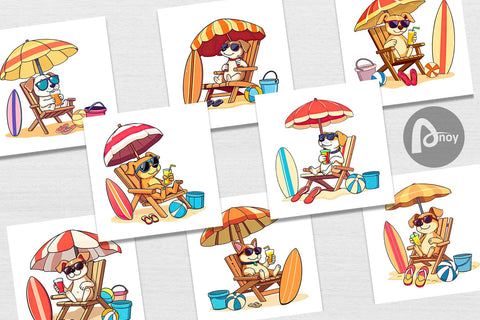 Digital Paper Summer Dog Digital Pattern artnoy 