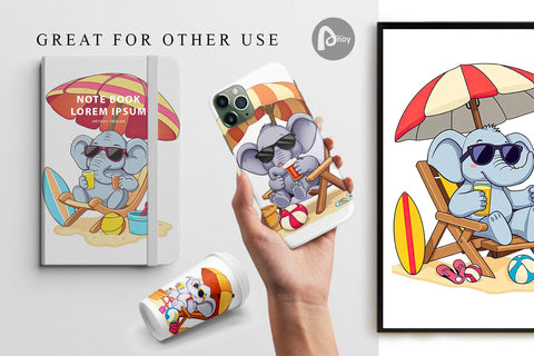 Digital Paper Summer Elephant Digital Pattern artnoy 