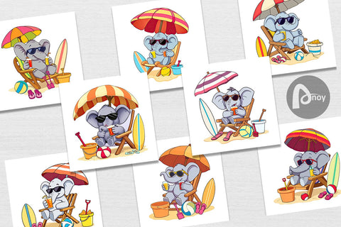 Digital Paper Summer Elephant Digital Pattern artnoy 