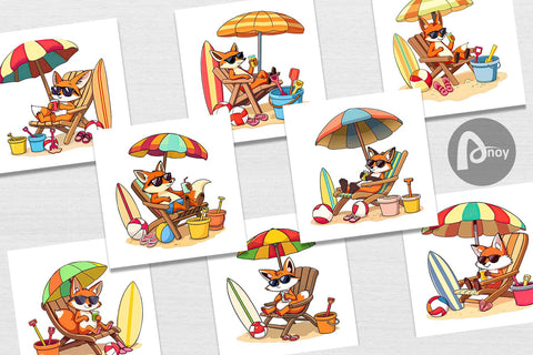 Digital Paper Summer Fox Digital Pattern artnoy 