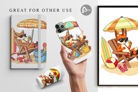 Digital Paper Summer Fox Digital Pattern artnoy 