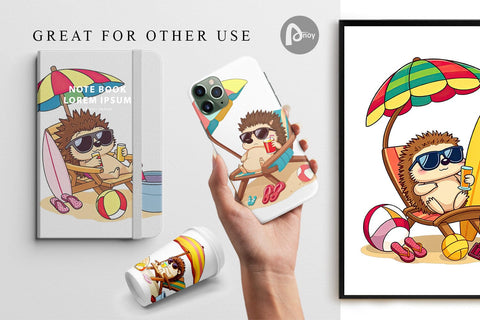 Digital Paper Summer Hedgehog Digital Pattern artnoy 